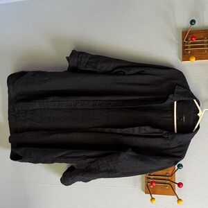 Quince 100% European Linen Shirt Dress Black